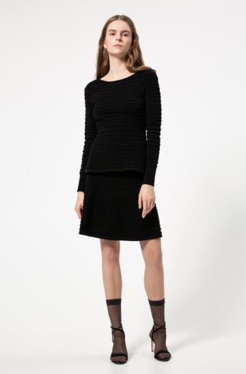 Top HUGO Slim Fit Knitted Czarne Damskie (Pl63516)